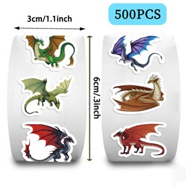 Funny Stickers Roll - 500+ Waterproof Cute Stickers for Water Bottles, Laptops, Journals | Reusable Vinyl Stickers Pack for Teens, Kids, Adults Decorations (Pterosaur)