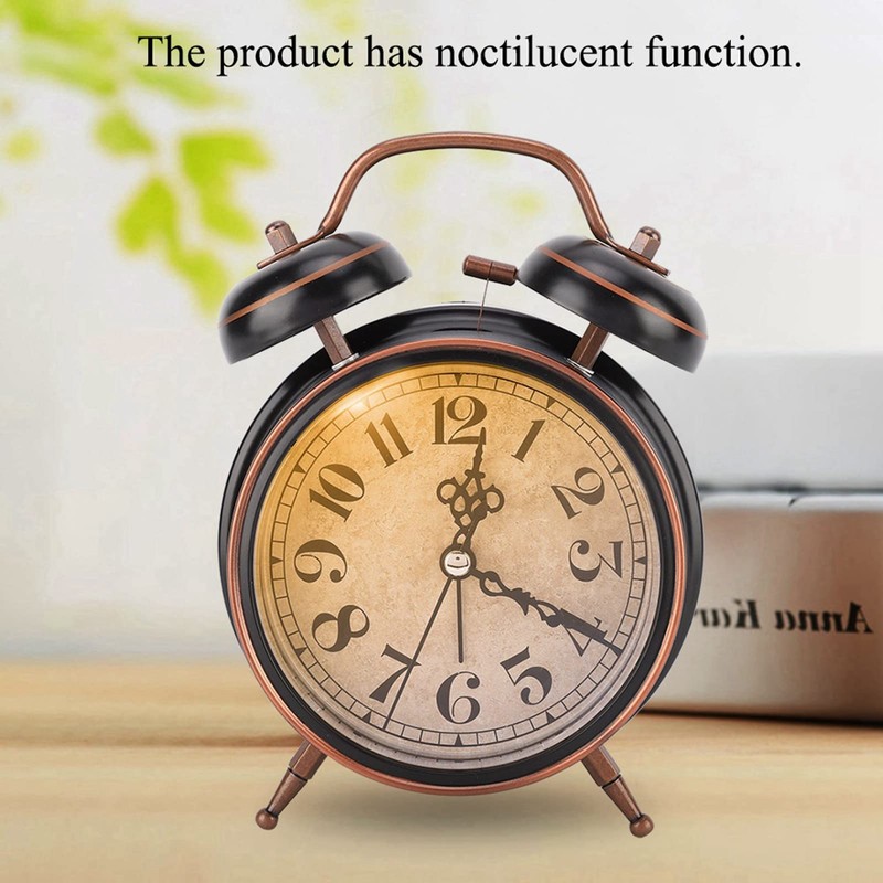 QANYEGN Retro Twin Bell Alarm Clock, Vintage Analog Alarm Clock,