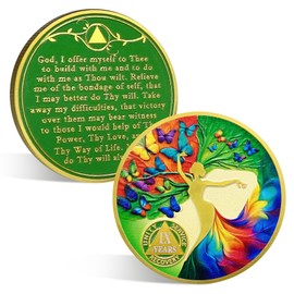 ACGZQY Sobriety Coin - 9 Year Artsy Butterfly Tree of Life Sobriety Chip AA Coin and Medallions Sober Token Narcotics Alcoholics Anonymous Recovery Gifts