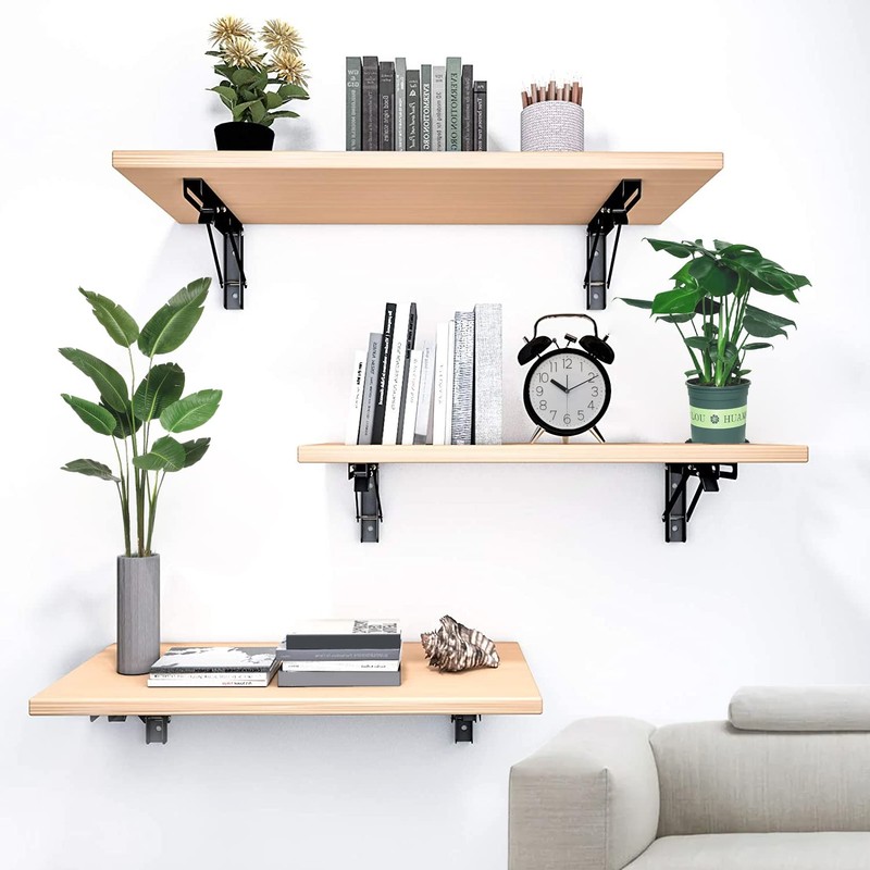 Folding Shelf Brackets 25cm, 2 pcs Heavy Duty Folding Shelf,