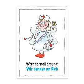 bernsteinfee-CARDS Card Get Well Soon Quickly – XXL Card with Sweet Fairy to Wish Quick Recovery and Recovery Together – Greeting Card with Envelope