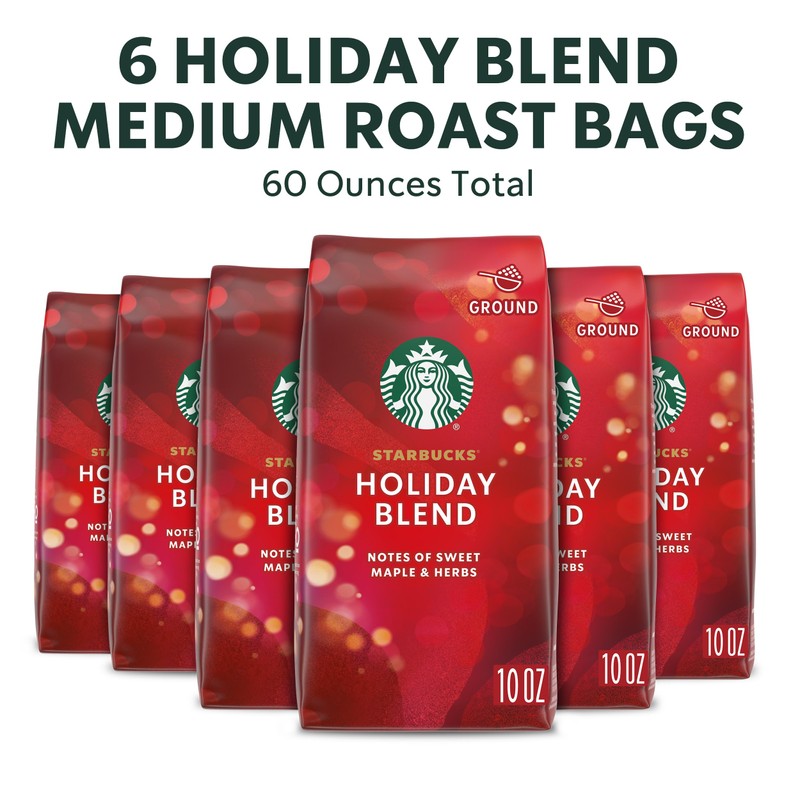 Starbucks Ground Coffee, Medium Roast Coffee, Holiday Blend, 100% Arabica,