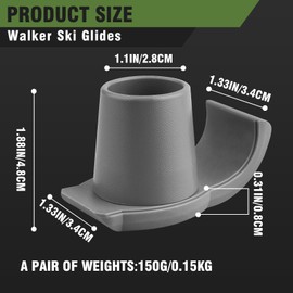 Walker Glide Skis,Universal 1"for Medical Walkers for Seniors Replacement Glide Caps Heavy Duty,Walker Feet Glides, and Walker Sliders-2 Pack