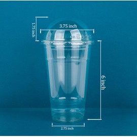 Golden Apple Cup series, 24oz Clear Plastic cups with Dome lids with hole 50sets(50cups+50lids)