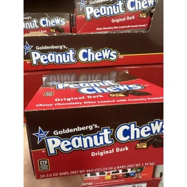 Just Born Goldenberg’s Peanut Chews Original Dark Candy Bars, 2 oz 24 pk OG Philly Factory