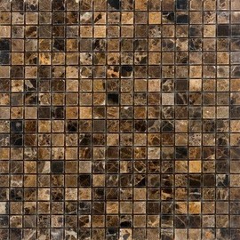 5/8" x 5/8" Marble Tumbled/Polished Mosaic in Emperador Dark