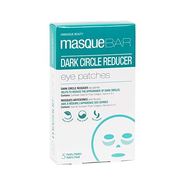 masque BAR Eye Mask Patches Dark Circle Reducer (5 Pairs) — Korean Under Eye Skin Care Treatment — Diminishes the Appearance of Under Eye Dark Circles & Prevents Premature Signs of Aging — Moisturizes