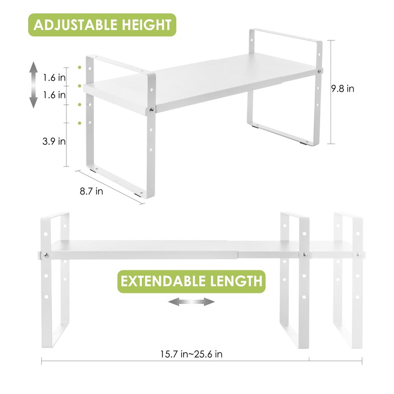 Across-Star Expandable Cabinet Shelf Organizer Rack, Stackable Kitchen Counter Storage
