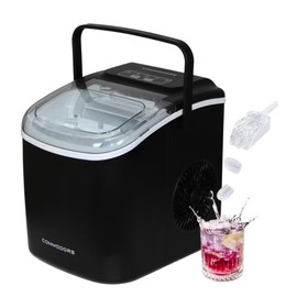 COMMODORE Bullet Ice Maker for Countertop - 28 lbs/Day, High Storage Capacity, Compact & Portable with Carrying Handle, Self-Cleaning Mode, Quiet, Easy Drainage, ETL Certified, Scooper Included
