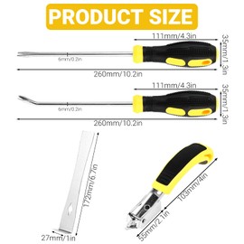 FHISKUNYU Set of 4 Staple Remover with Tack Puller Tool, Upholstery Construction Nail Puller Remover Tool, Upholstery Stapler - Rubber Handles