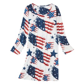 Zando American Flag Nightgowns for Women Christmas Pajamas Nightgowns & Sleepshirts Sleep & Lounge Nursing Long Sleeve Shirts,for Bedroom, Hospital, Holiday & Daily wear Star American Flag Small