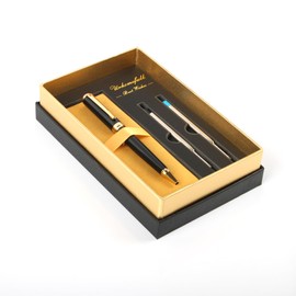 Urhomefull Stunning Ballpoint Pen with 24K Gold Trim, Switzerland Tip Point with Refills, Luxury Ball Point Pen Gift Set for Men Women, Nice Writing Pens for Drawing Chirtmas Black