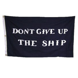 AES 3x5 Embroidered Commodore Perry Don't Give up Ship #2 100% Cotton Flag 3'x5' House Banner Double Stitched Metal Eyelets for Hoisting Fade Resistant Premium Quality