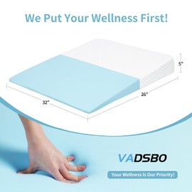 VADSBO Wedge Pillow, Bed Wedge Pillows for Sleeping, Snoring, Back Support, After Surgery, Foam Triangle Pillow, Removable Washable Cover (Gray, 5in)