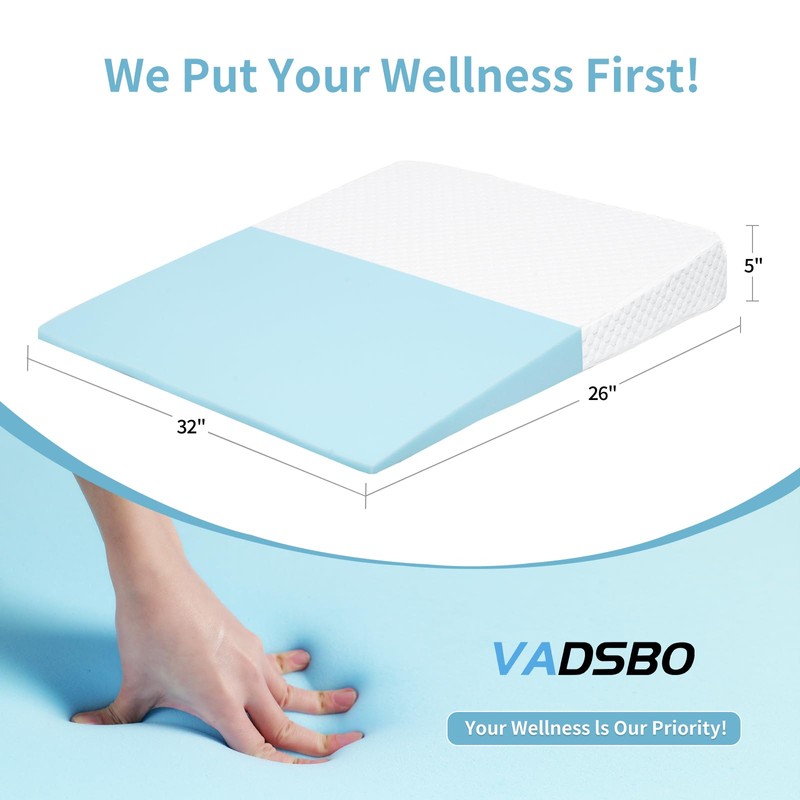VADSBO Wedge Pillow, Bed Wedge Pillows for Sleeping, Snoring, Back