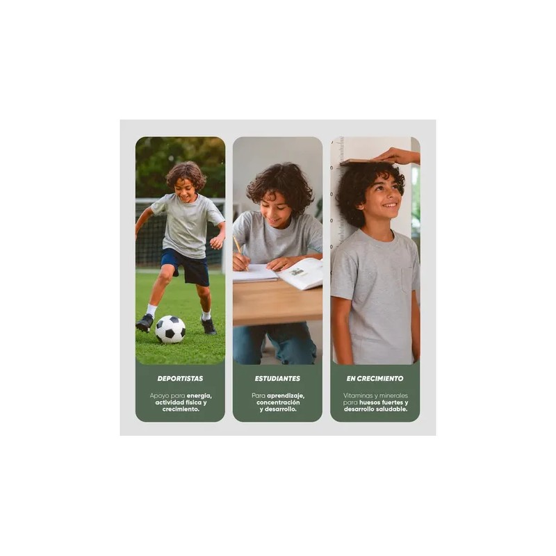 Multivitamínico Natural para Niños Sin Azúcares | Ñame, Eucommia, Raíz