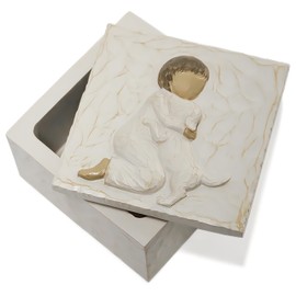 XRDDFL Painted keepsake box, resin jewelry box for dog lovers, engraved hand-painted small keepsake box for independent women.(Dog)