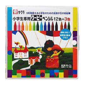 Sakura Creepas Elementary School Coupe Pencil, Set of 15 Colors (12 Colors + 3 Colors)