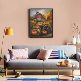 IMLQJES Autumn Diamond Painting Kit for Adults - 5D Fall Farm Pumpkins Diamond Art Kit - Perfect for Thanksgiving DIY Gifts and Home Decor 16x20 Inch