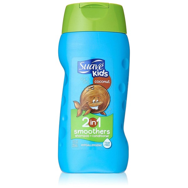 Suave Shampoo Kids Coconut Smoothers 2-in-1 Shampoo & Conditioner, Value Pack, 12 Fl Oz Bottles, Pack of 6