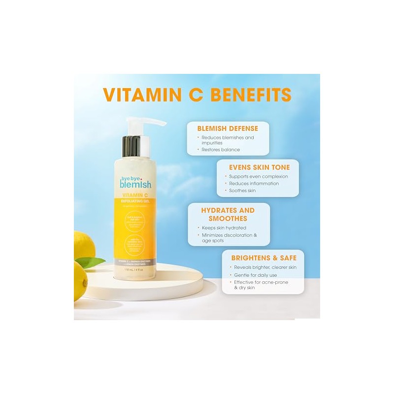 Bye Bye Blemish, Gel exfoliante facial con Vitamina C, 118ml
