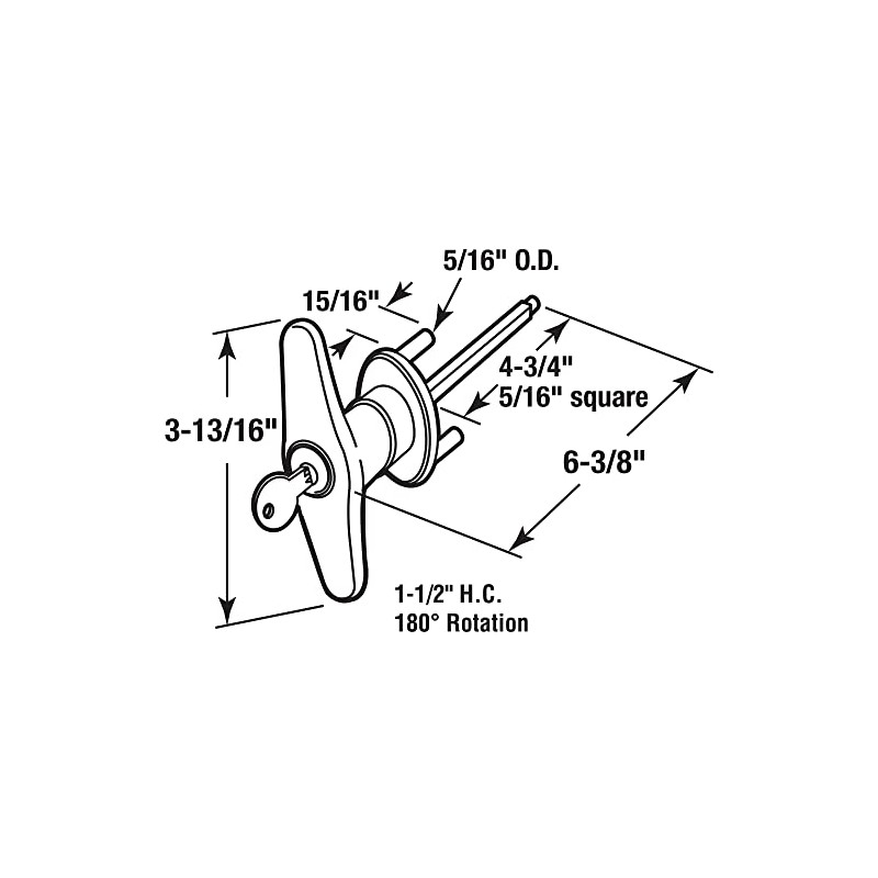 Prime-Line GD 52169 Keyed T-Handle, 5/16 In. x 4-5/8 In.