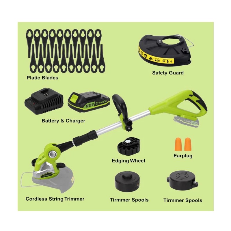Yougfin Cordless Lawn Trimmer Weed Wacker 3 in 1, 20V