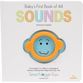 SmartNoggin Baby Developmental Milestones Set: NogginStik Developmental Light-Up Rattle and Baby’s First Book of 44 Sounds with Teether