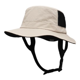 Huakunda Mens Sun Hat UPF50+ Wide Brim Beach Hat Quick-Dry Outdoors Adjustable Chin Strap Bucket Fishing Hats for Surfing Boating (Khaki)