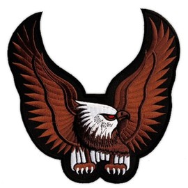 Large Eagle Back Patch Brown - 23.3 x 23.3 cm - Embroidered Patch for Biker Back Patch XXL Patch Eagle Bird Patch Back Patch for Motorcycle Jackets Cows Leather Vests - High Quality Embroidery