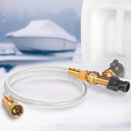 Boat Winterizing Kit-DIY Marine Engine Antifreeze Flushing Kit,Boat Winterization Accessories for Inboard Outboard Motors with Hose, Brass T-Fitting, Straight & Ball Valve,ANTIFREEZE TANK NOT INCLUDED