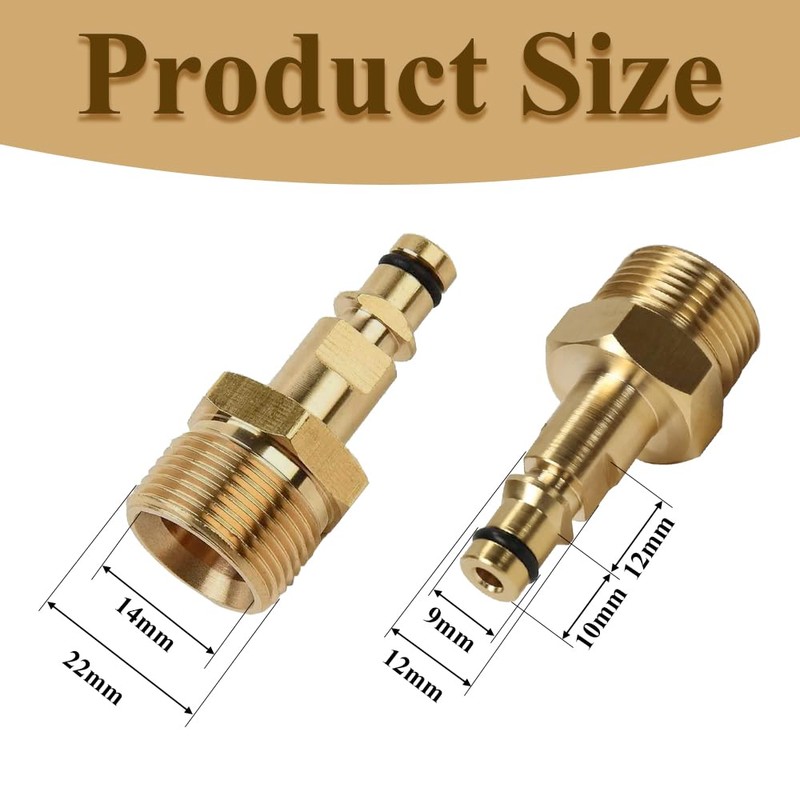 High Pressure Washer Adapter Brass M22 Pressure Washer Plug Threaded