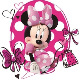 WiggleWalls 7 Inch MINNIE MOUSE Bow Decal Pink Fashionista Cameo Removable Wall Sticker Art