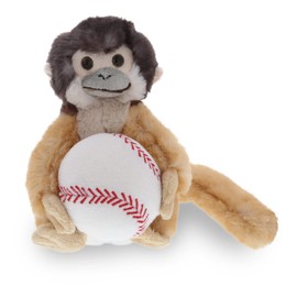 DolliBu Squirrel Monkey Stuffed Animal with Baseball Plush - Soft Huggable Squirrel Monkey, Adorable Playtime Plush Toy, Cute Sports Gift for Kids and Adults - 12.5 Inch