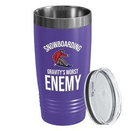 Snowboarding Purple Edition Viking Tumbler 20oz - Snowboarding Gravity's worst - Ski Snowboard Goggles Snowboarder Skiing Snowboarding Gift Skiers Hiking Mountain Snowboarding