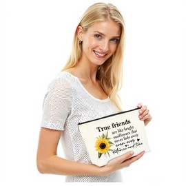 Friendship Makeup Bag Sunflower Best Friends Gifts For Bestie Bff Best Female Friend Birthday Christmas Leaving Going Away Gift