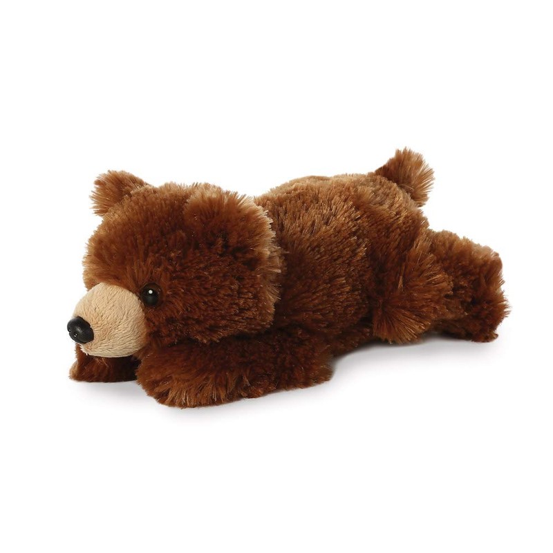 AURORA, 31740 Mini Flopsie Grizzly Bear 8" Plush Toy, Brown