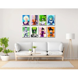 DKORARTE Set of 8 Poster A4 Dragon Goku Vegeta Ball Z (29.7 x 21 cm)