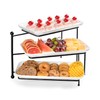 3 Tiered Serving Stand with White Porcelain Platters,Foldable Rectangular 3