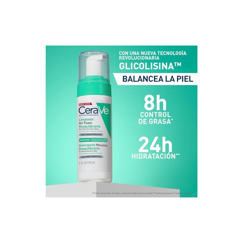 CeraVe Limpiador Air Foam Reequilibrante 148ml | Espuma limpiadora para