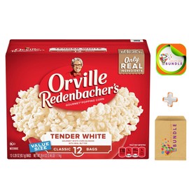 Orville Redenbacher's Gourmet Popping Corn - 3,28 oz -12 unidades - Pack Microwave Bags, Tender White Corn with Real Butter, 39.4 oz Value Size + Createandbundle Sticker