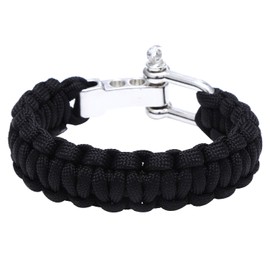 DonDon Men's Outdoor Survival Paracord Bracelet braided Nylon Black