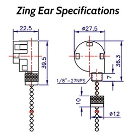 Txelegant Zing Ear ZE-268S6 Pull Chain Switch 3 Speed 4 Wire 125V 6A 250V 3A Repair Kit Replacement for Ceiling Fan Wall Lights Cabinet Lamps Harbor Breeze Cord Control Nickel Plastic 3 Pack