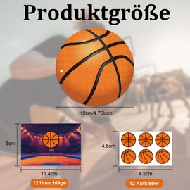 12 Sets Basketball Einladungskarten zum Kindergeburtstag die Kinder Geburtstagseinladung für Alle Basketball Begeisterten Jungen und Mädchen Basketball mit Umschlag und Aufkleber für Geburtstagsfeier