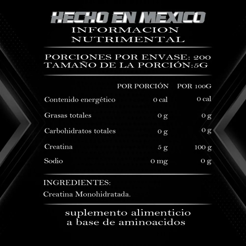 Inmortal Suplements Creatina Monohidratada 1 Kg 200servicios Mango-