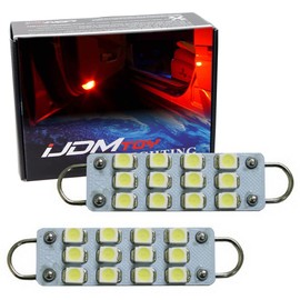 iJDMTOY 12-SMD-3528 1.72-In 43mm 211-2 212-2 214-2 561 Rigid Loop Festoon Replacement Bulbs Compatible With Car Side Door Courtesy Lights, Brilliant Red