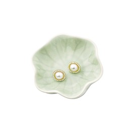 Nideen Ceramic Trinket Dish Ring Dish, Decorative Trinket Tray Jewellery Dish, Gift for Women, Her, Mother, Wedding Bridal Shower, Birthday(Green-Leaf)