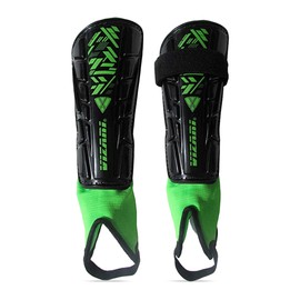 Vizari Malaga Espinilleras de fútbol para niños | Equipo de fútbol para niños y niñas | Equipo protector de fútbol | Correas ajustables, negro, verde, (Black/ Neon Green), XX-Small