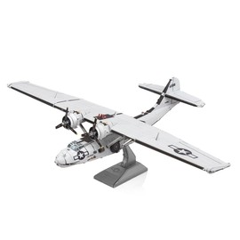 Fascinations Metal Earth Metal Construction Kits - Sea Reconnaissance Plane Consolidated PBY Catalina, Laser Cut 3D Construction Kit, 3D Metal Puzzle DIY Model Kit 3 Metal Circuits, from 14 Years