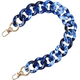 Havique Bag Chain Extender Purse Chain Handles Bag Strap Replacement Purse Charms for Handbags Chunky Decorative Accessories, Acrylic Blue White 18"